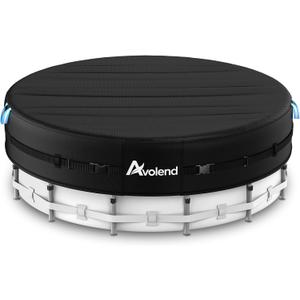 21 Ft Round Pool Cover, Heavy Duty 500D Solar Cover for Above Ground Pool, Excellent Windproof with Reflective Handles & Luminous Ground Nails, Cold and UV Resistant