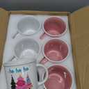 Pickmesh 6 Pcs Christmas Coffee Mug Set 13OZ Xmas Ceramic Mugs with Handle Pink and White Santa Mugs Winter Cocoa Cups Bulk Merry Christmas Gifts Let It Snow Home Holiday Party Decor Supplies