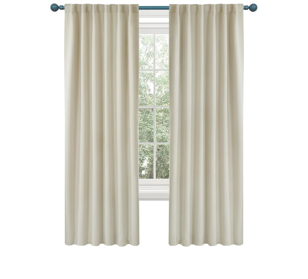 Blackout Curtains – Room Darkening, Noise-Reducing, Thermal Insulated – Energy-Efficient Window Treatment for Bedroom, Living Room & Home Office – 2 Panels, Light Beige, 42W x 63L Inch