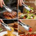 3 x Stainless Steel Grill Tongs Set, 12" & 16" Locking BBQ Tongs, Heat Resistant Metal Food Tongs for Cooking Grilling Buffet & Kitchen