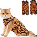 Avont Cat Recovery Suit - Kitten Onesie for Cats After Surgery, Cone of Shame Alternative Surgical Spay Suit for Female Cat, Post-Surgery or Skin Diseases Protection -Tiger(S)