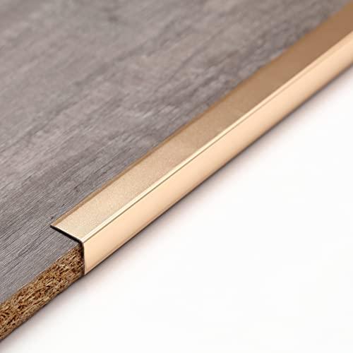 Trimold Matte Gold Aluminum Peel and Stick L Molding Corner Guards with 90° Angle for Wall Door Frame Cabinet Baseboard Protection and Decoration, 51.2in x 0.8in (3Pcs)