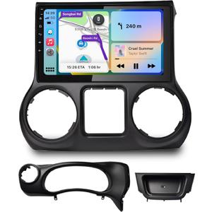 IYING Wireless CarPlay Car Stereo Radio Upgrade for Jeep Wrangler 2015-2017, 8-Core 4GB+64GB Wireless Android Auto 10.1 Inch QLED Touchscreen AM/FM WiFi Bluetooth GPS Navigation Android Car Player
