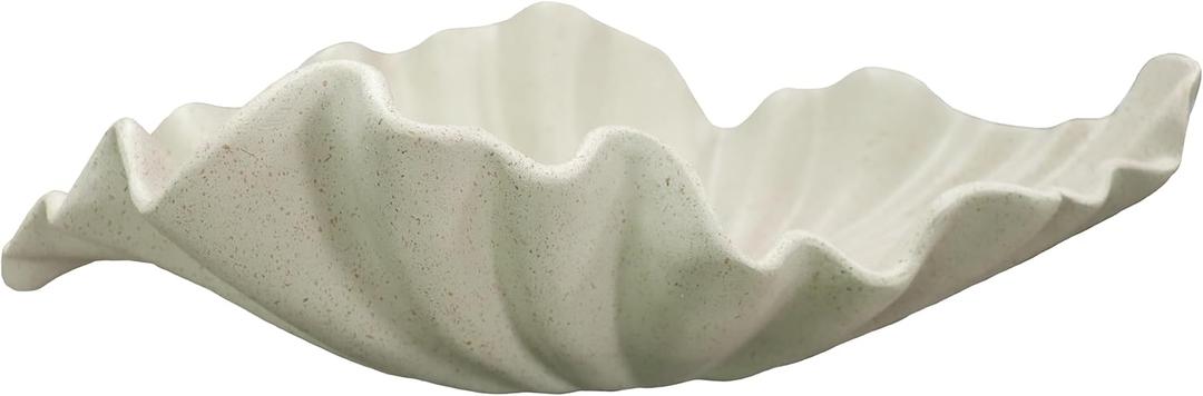 16" Large Decorative Bowl decor, Modern Home Decor,Stylish Key Bowl for Entry Table,Scalloped Decorative Bowls,Ruffle Decor (Light Gray, 16.14inch)