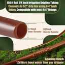 150 ft 1/4 Inch Drip Irrigation Tubing with 8" Emitter Spacing Brown Hydroponics Dripline Hose Irrigation Drip Line Emitter Tubing Parts for Gardens Greenhouse Bed Flower Efficient Watering