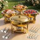 5Qt Chafing Dishes for Buffet with SS Lid 4 Pack (All Gold)