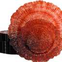 U-QE 60PCS Amber Plastic Plates - Clear Brown Plastic Plates Disposable Heavy Duty - Disposable Plates for Party Including 30PCS 10'' Dinner & 30PCS 7'' Dessert