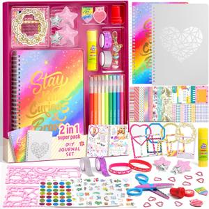 2-Pack DIY Journal Kit for Girls, Journal Set with Stickers, Birthday Gifts for Teen Girls, Decorate Your Planner/Organizer, Journaling Arts Craft Kit, Ideal Gifts for 8-12 13 14 Year Old Girl