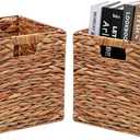 11x11in Wicker Storage Basket Set of 2 Collapsible Hyacinth Cube Storage Baskets,Storage Bins for Organizing Storage Basket with Built-in Handles