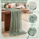 Breling 14 Sets Boho Sage Green Table Decor Set, 120 inch 10FT Cheesecloth Table Runner, 20"x20" Gauze Napkins Bulk, Grass Woven Placemats for Dining, Kitchen, Wedding, Party Farmhouse Decor, 35.43 x 118.11 inches