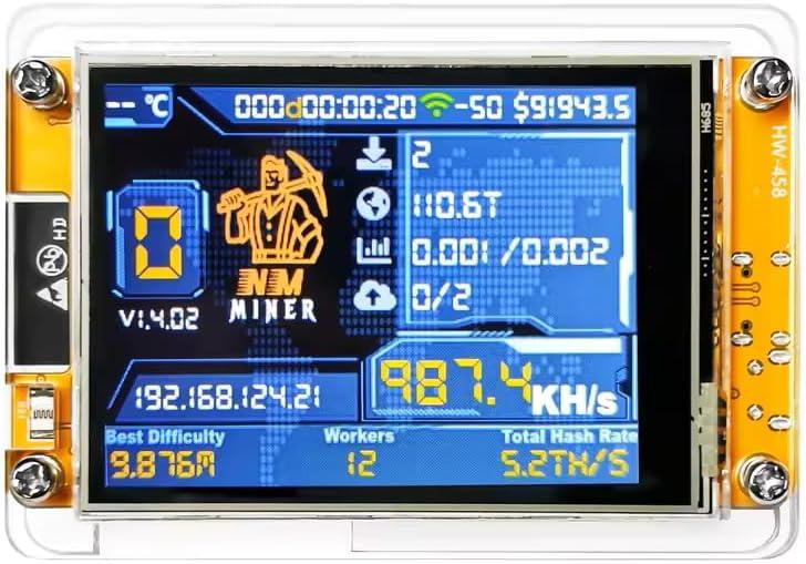 Lucky Miner for Computer Nerd Bitcoin Solo Lottery NMMiner Hashrate 987KH/s 2.8 inch Smart Display Crypto ESP32