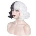 WeKen Half White and Black Wig for Women Cosplay Halloween Costume Synthetic Wigs for Christmas Carnival Party