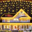 82FT 810 LED Outdoor Christmas Lights - 180 Ice Drops, 12 Pro Modes with Timer Memory & Brightness, Waterproof Hanging Ice String Light for Holiday Wedding Garden Fence House Decor (Warm White)