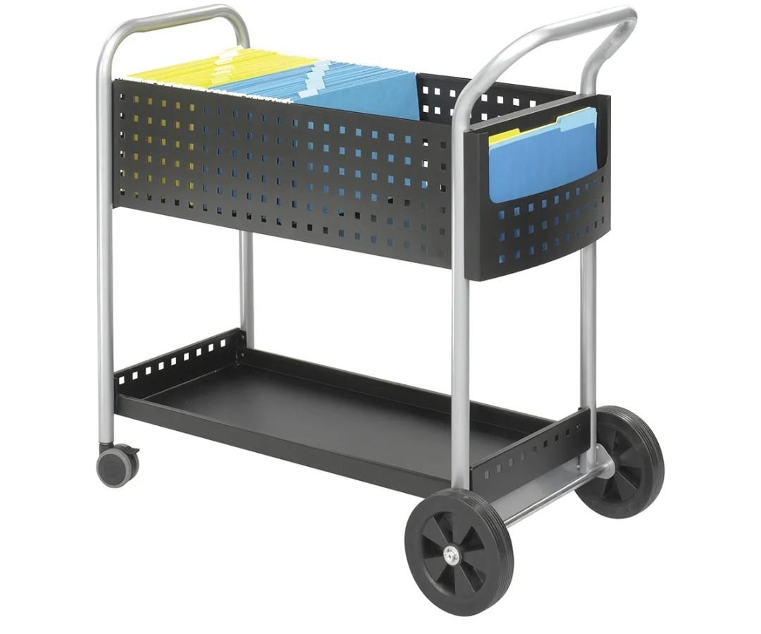 ‎Safco Scoot Legal SizeMail Cart 5239BL Black, Swivel Wheels