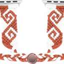 Euler 2th Generation Cotton Woven Watch Band for Apple Watch Series 9 8 7 6 SE(LH-White-Coffe, 38/40/41mm)