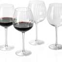 Ribbed Crystal Clear Wine Glasses set of 4, 23 oz Red Stemmed Wine Glasses Ideal For Red or White Wine, Perfect for Weddings Parties Great Gift for Women Girls
