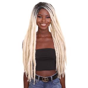 HPO Adult Women's Long Blonde Dreadlock Wigs with Dark Roots, Breathable Capless Cap Design for Comfort, Best for Halloween, Flame-retardant Synthetic Fiber