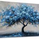 KELIYUAN Canvas Wall Art For Living Room Framed Wall Decorations For Bedroom Office Wall Decor Abstract Painting Blue Tree Pictures Artwork Ready To Hang Guesthouse Room Mural Home Decor 20x40 In (40L" x 20W")