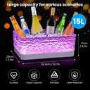 LED Light Up Plastic ice buckets for parties 15L large Clear beverage tub 7-color LED light ice buckets For Champagne Beer Cocktails Family Gathering Bar Nightclub Essential (Ice Texture)