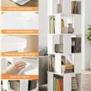 5-Tier Rotating Bookshelf Tower, 360 Square Spinning Book Shelf | Floor Standing Revolving Bookcase, Stable Display Corner Book Shelf for Living Room, Bedroom, Home Office, White