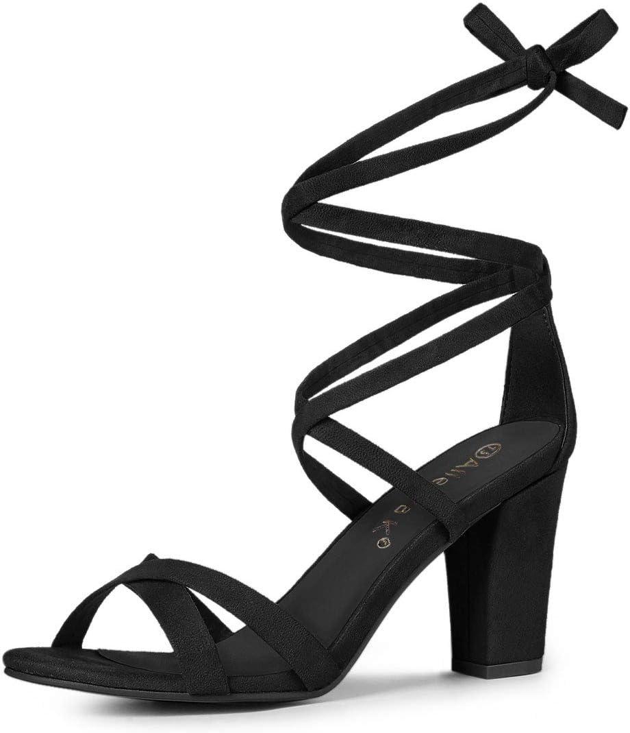 Allegra K Women's Lace Up High Block Heeled Sandals (9.5)