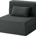 FILUXE Convertible Folding Sofa Bed - Sleeper Chair with Pillow, Modern Linen Fabric Floor & Futon Couch, Foldable Mattress for Living Room/Dorm/Guest Use/Home Office/Apartment, Single Size, Dark Gray