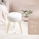 LUE BONA Vanity Stool, White Vanity Stools for Makeup Room, Round Ottoman Foot Stool, Velvet Footrest Vanity Chair for Bathroom Vanity, Bedroom, Living Room, Entryway, Offices
