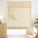 SEEYE Cordless Roman Shades - Natural Bamboo Blinds for Indoor Windows, Roll Up Blind Light Filtering Shade for Home, Doors, UV Resistant & Easy to Install, 24" W x 64" H