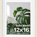 Egofine 12x16 Picture Frame Made of Solid Wood with Plexiglass, Display Pictures 9x12/11x14 with Mat or 12x16 Without Mat for Wall Mounting, Beige