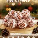 24pcs Cow Print Balls for Western Christmas Tree Decorations - Rustic Christmas Ornaments, 2.4in Brown & White Hanging Ball for Wreath Garland