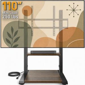 Perlegear Floor TV Stand for 50–110″ TVs with Power Strip, Holds Up to 250 lbs, Universal Standing TV Mount with Adjustable Shelf & Feet, Max VESA 800x600mm, Tall TV Stand for Living Room, PGFS20B