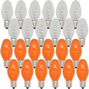 Night Light Bulb,Scentsy Light Bulbs for Warmer,Plug-in Nightlight Wax Warmer Bulbs,Replacement Light Bulbs for Salt Lamps,E12 Base Clear and Orange Bulbs 120V 7W 45 lumens