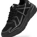 FitVille Men's Walking Shoes Wide Width Thicker Cushioning Sneakers Extra Wide Shoes for Men Bouncy Shoes Non Slip Workout Gym Athletic Sneakers (Black, 10)