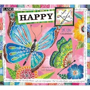 Lang Happy Life 2026 Wall Calendar – 12-Month Calendar with Stapled Binding, Linen-Embossed Joyful Artwork by Lori Siebert, 13.4" × 12"