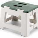 9'' Folding Step Stools for Kids and Adults, Hold Up to 300 lbs, Portable Foldable Step Stool for Toddlers, Plastic Small Collapsible Stepping Stools with Handle for Kitchen Bathroom (Green)