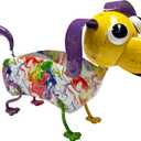 Colorful Metal Dog Planter with Wobbly Head and Colorful Body, Paint Marble Pattern, Outdoor Garden Decor, Indoor Animal Home Decoration Staue, Yard Art Ornament, Flower Pot
