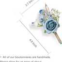 Rose Boutonnieres for Men Wedding Groom and Groomsmen Boutonniere for Rustic Fall Vintage Wedding Prom, Dusty Blue,Set of 10