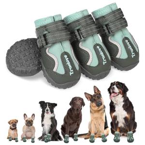 EXPAWLORER 4PCS Anti-Slip Dog Shoes - Waterproof Dog Booties & Paw Protectors with Reflective Straps for Outdoor Cold/Hot Pavement, Indoor Hardwood Floors, Winter Boots for Small Medium Large Dogs, Size 1
