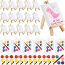 Fulmoon 20 Sets Mini Watercolor Paint Sets 3x3'' Painting Canvas Panel Brushes Wooden Easel Easter Exchange Gifts for DIY Craft Classroom Prizes Graduate Gifts Birthday Party Favors (Rectangle)