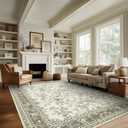 Neutral Beige Floral Area Rugs 6x9 Living Room, Taupe with Beige Tan Flower Design Low-Pile Washable Rugs for Bedroom Dining Room, Vintage Modern Farmhouse Boho Indoor Floor Carpet Kids Playroom