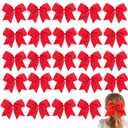 24Pcs 8" Large Cheer Hair Bows for Girls Ponytail Holder Grosgrain Ribbon Cheerleading Bows Elastic Hair Tie Bands for Girls Teens Softball Cheerleader Sports (Red)