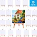 Mini Canvases 18 Pack, Cridoz Small Painting Canvas with Mini Easel 4x4 Inches Art Canvases Painting Kit for Kids Teenagers Acrylic Pouring Oil Water Color