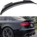 WheelX Real Carbon Fiber Rear Spoiler Compatible with 2008-2012 Audi A4 B8, PSM Style Duckbill Fits for 08-12 4 Door Sedan, High Kick Trunk Tail Deck Lid Wing Lip