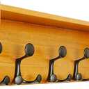 SKOLOO Wall Shelf with Hooks, 24-Inch Coat Rack Wall Mount with Shelf Organizer - Lightweight & Sturdy, 5 Tri Hooks - Perfect for Entryway, Hallway, Living Room, Bedroom, Mudroom, Natural & White