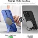 SURITCH for iPhone 16 Pro Max Case with Magnetic Camera Slide Cover and Adjustable Kickstand, Compatible with MagSafe, Shockproof Bumper Case Slim Protective Cover 6.9 Inch, Starlight Blue
