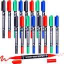 Dual Tip Permanent Markers, 16 Pack, Fine & Ultra Fine Tip, Fine Tip Permanent Markers, Quick Drying, Works on wood, Paper, Plastic, Metal and Glass, for Home, Office and School use (16)