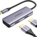 USB C to Dual HDMI Adapter, Newmight Dual Monitor Adapter Supports 4K@60Hz and Dual 4K@30Hz, Dual Monitor HDMI Splitter for MacBook, iPad, HP, Dell, iPhone 15/16 Series (Gray)