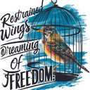 Restrained Wings Dreaming of Freedom Quote Bird in A Cage Wall Decal Wall Dcor Vinyl Sticker Size: 26 x 26