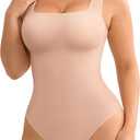 FeelinGirl Bodysuits for Women Seamless Square Neck Tummy Control Compression Thong Shapewear Bodysuit Tank Tops Bodysuit, XL- XXL 