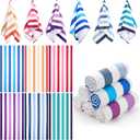Peryiter 6 Pcs 72 x 36 Inch Oversized Beach Towels Set Quick Dry Pool Towels Absorbent Camping Travel Blankets Set for Women Men Bath Beach(Gradient Color,Stripe)